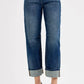 RISEN Slouchy Crop Barrel Cuffed Jeans - DAVERRI FASHIONS