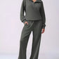Daverri olive green quarter-zip hoodie and wide-leg pants set
