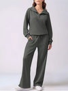 Daverri olive green quarter-zip hoodie and wide-leg pants set