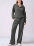 Daverri olive green quarter-zip hoodie and wide-leg pants set