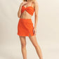 HYFVE Ruched Bra Top and Mini Skirt Set RED ORANGE Outfit Sets