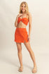 HYFVE Ruched Bra Top and Mini Skirt Set RED ORANGE Outfit Sets