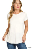 Zenana Flowy Round Hem Rayon Short Sleeve T-Shirt - DAVERRI FASHIONS