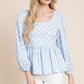 Lime 'N' Chili Polka Dot Print Balloon Sleeve Babydoll Peplum Top - DAVERRI FASHIONS