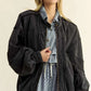 Davi & Dani Exposed Seam Zip Up Dropped Shoulder Jacket Black