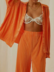 Button Up Long Sleeve Top and Pants Set | Loungewear Sets Daverri Fashions