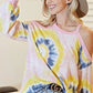 BiBi Tie Dye Print Terry Top with Cold Shoulder Detail - DAVERRI FASHIONS