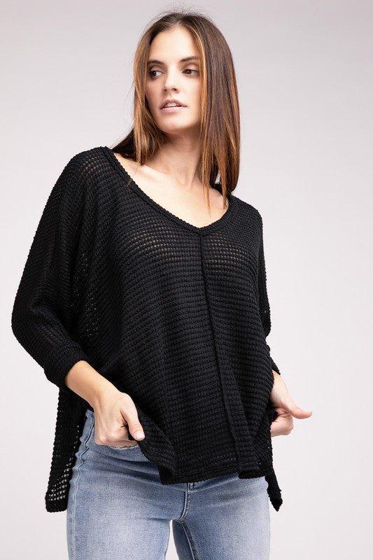 Zenana 3/4 Sleeve Hi-Low Top Shirts & Tops