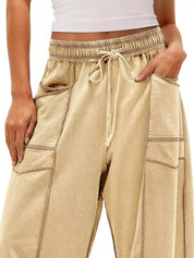 Drawstring Wide Leg Elastic Waist Pants | Pants Daverri Fashions
