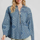 Umgee Paisley Print Denim Shirt Jacket LT. DENIM Shackets