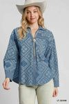 Umgee Paisley Print Denim Shirt Jacket - DAVERRI FASHIONS