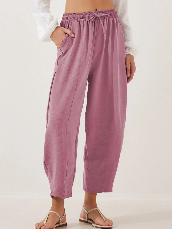 Moonlit Mauve Full Size Drawstring Cropped Jogger Pants Plus Size | Pants Daverri Fashions