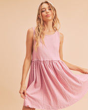 Aemi + Co Round Neck Mini Tank Dress Pink