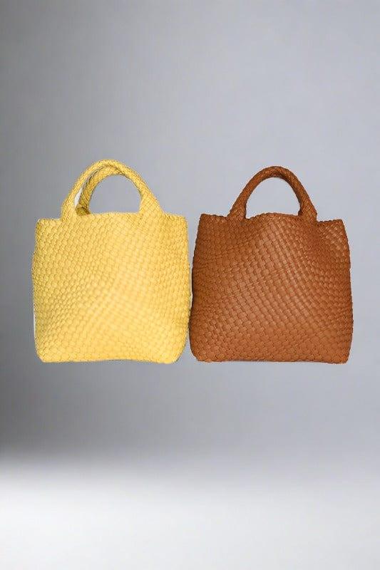 Vegan Leather Woven Tote Bag Handbags