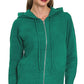 Zenana Drawstring Zip Up Hooded Cardigan H HUNTER GREEN Cardigans