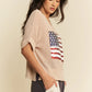 Davi & Dani Sequin American Flag Patch Short Sleeve Knit Top - DAVERRI FASHIONS