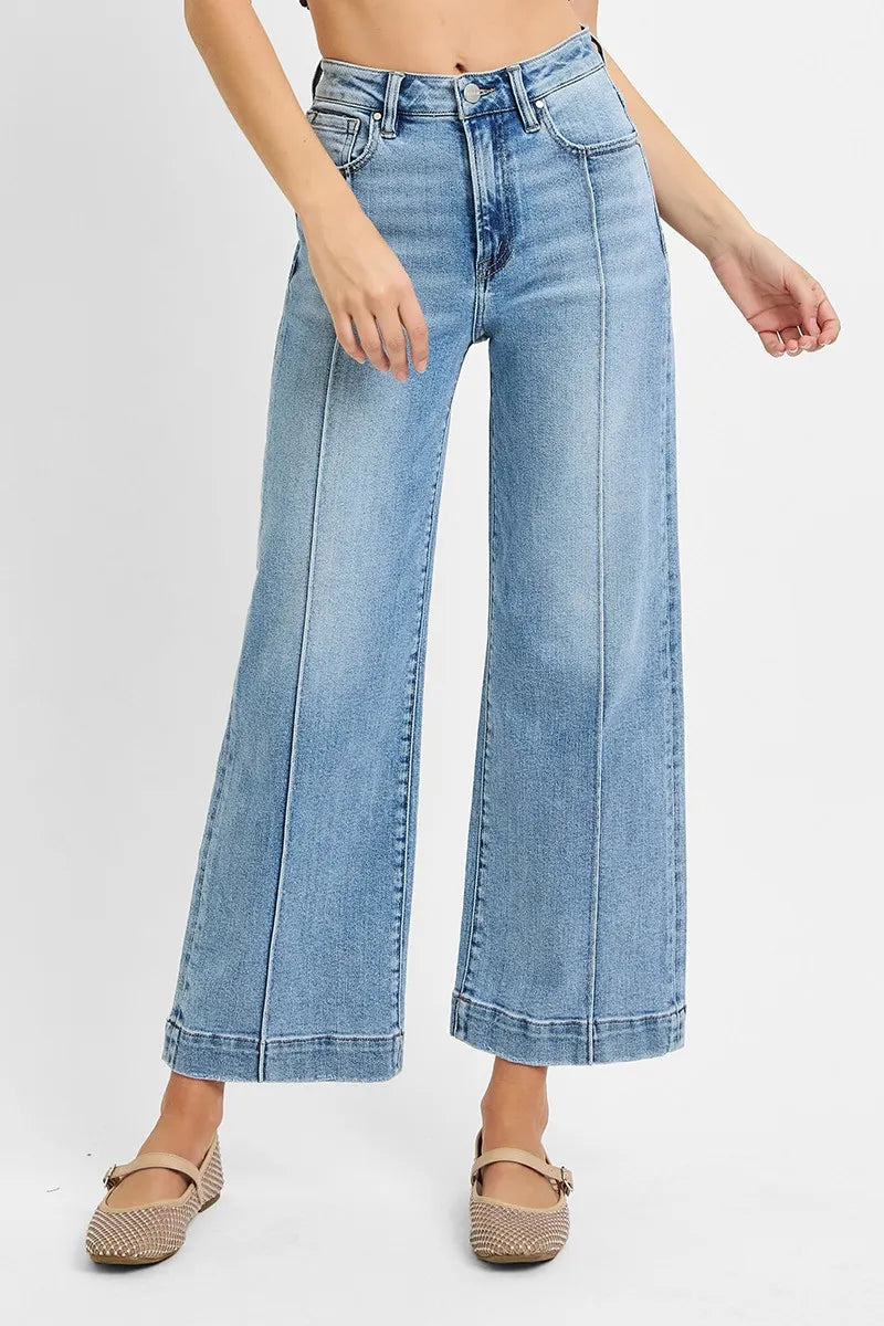 RISEN Full Size High Rise Crop Wide Leg Jeans Plus Size | Jeans Daverri Fashions