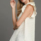 Umgee Full Size Textured Jacquard V-Neck Ruffle Cap Sleeve Blouse Plus Size Blouses