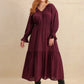 Plus Size Swiss Dot Tie Neck Flounce Sleeve Maxi Dress - DAVERRI FASHIONS