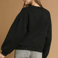 Umgee Round Neck Sweatshirt with Pleated Detail - DAVERRI FASHIONS