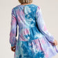 Tie Dye Round Neck Long Sleeve Babydoll Tiered Dress Babydoll Dresses