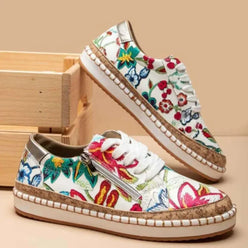 PU Leather Round Toe Flats Sneakers - DAVERRI FASHIONS