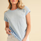 Aemi + Co Lettuce Edge Round Neck Short Sleeve T-Shirt Ocean T-Shirts