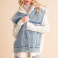 Aemi + Co Denim Patch Sherpa Vest Coat Jackets