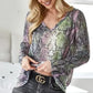BiBi Snakeskin Print Low Gauge Hacci V Neck Top - DAVERRI FASHIONS