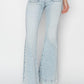 High Rise Front Patch Pocket Flare Jeans Acid Light Jeans