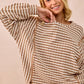 BiBi Open Seam Detail Textured Stripe Knit Top - DAVERRI FASHIONS