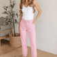 High Rise Pink Denim Joggers Denim Joggers