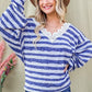 And The Why Striped Lace Detail V Neck Top - DAVERRI FASHIONS