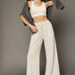 Umgee Elastic Drawstring Waistband Wide Leg Pants - DAVERRI FASHIONS