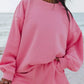 Pink oversized relaxed fit sweatshirt with ribbed cuffs from set