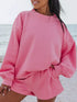 Pink oversized relaxed fit sweatshirt with ribbed cuffs from set