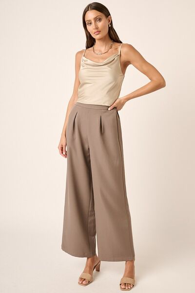 Mittoshop Inverted Pleat Detail Wide Leg Pants Mocha Pants