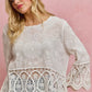 SO ME floral embroidered crochet lace top with bell sleeves