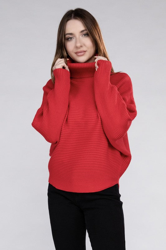 Viscose Dolman Sleeve Turtleneck Sweater Tops