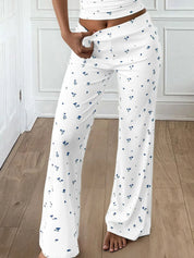 Floral Ribbed Cami and Wide Leg Pants Set | Loungewear Sets Daverri Fashions