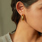 18K Gold-Plated C-Hoop Earrings - DAVERRI FASHIONS