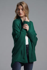 Dolman Sleeve Open Front Ribbed Trim Longline Cardigan | Cardigans Daverri Fashions