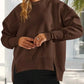 Slit Round Neck Dropped Shoulder Sweatshirt - DAVERRI FASHIONS