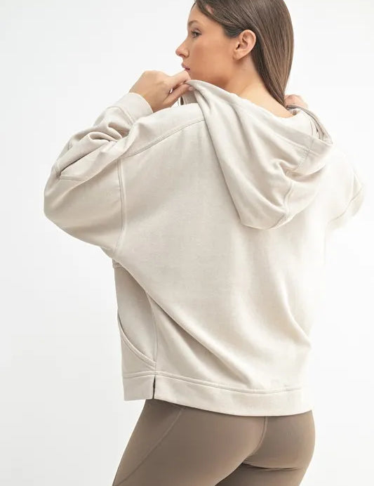 MONO B Drift Burnout Fleece Snap Hoodie | Daverri Fashions