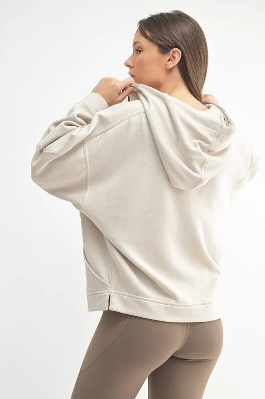 MONO B Drift Burnout Fleece Snap Hoodie | Daverri Fashions