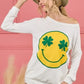 BiBi Smile Face Graphic Round Neck Long Sleeve Top - DAVERRI FASHIONS