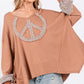 SAGE + FIG Peace Sign Mineral Wash Terry Top - DAVERRI FASHIONS