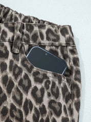 Leopard Straight Loose Leg Raw Hem Jeans | Jeans Daverri Fashions