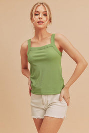 Aemi + Co Square Neck Wide Strap Tank | Tank Tops Daverri Fashions