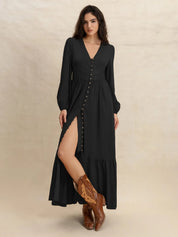 V-Neck Long Sleeve Dress | Daverri Fashions